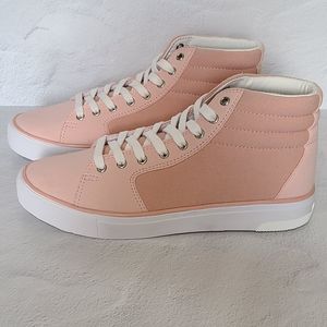 JustFab peachy pink high top sneakers